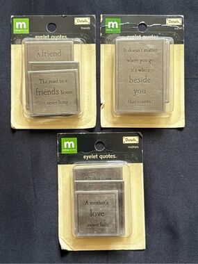 Making Memories Metal Eyelet Quotes Charms Scrapbooking Craft Lot of 3 Packs NEW